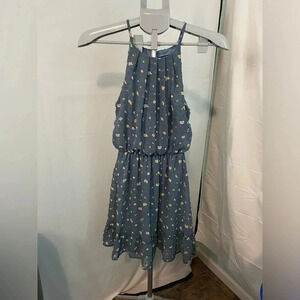 Womens Blue Rain Dusky‎ Blue Calliope Ruffle Bottom Dress Sz XS - bin 12